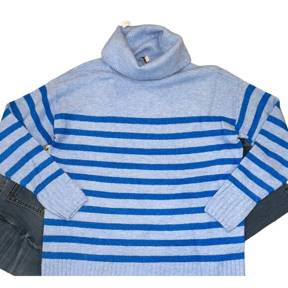 NWT LOFT Blue Stripe Cowl Neck Tunic Sweater - Picture 4 of 10